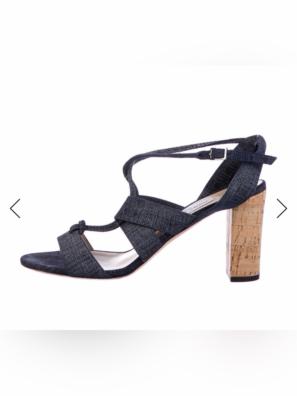 Jimmy Choo Navy Strappy Cork Block Heel Sandals